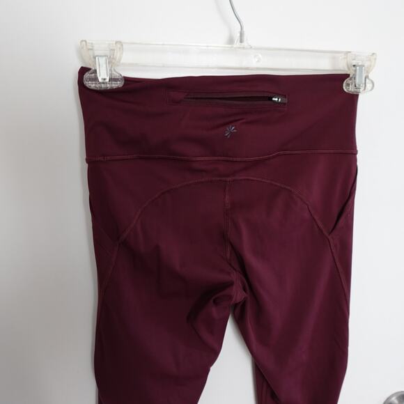 Athleta Lightning Capri In Supersonic Antique Burgundy Activewear Gym Workout - Picture 7 of 10